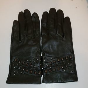 Mango Leather Studded Gloves size Medium
